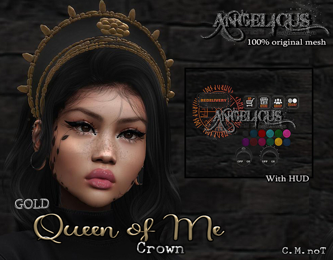 Second Life Marketplace ANGELICUS Head gear Queen of Me GOLD